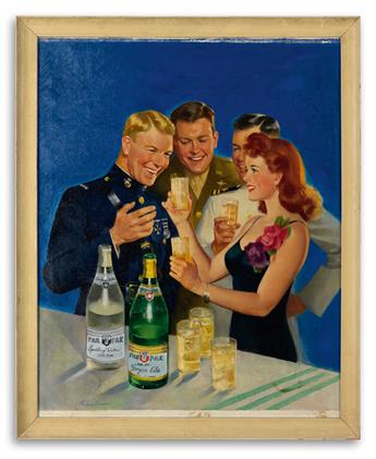 FREDERICK SANDS BRUNNER. Par-T-Pack Cola advertisement with woman and U.S. Servicemen.